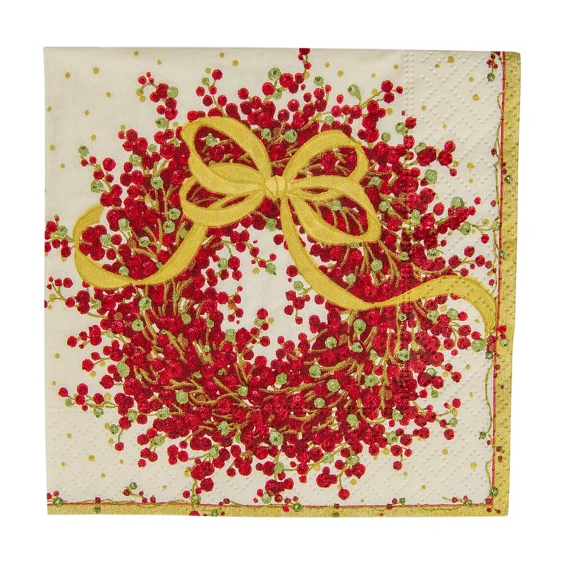Caspari Entertaining Pepper Berry Cocktail Napkins, Red, 20-Pack - Image 3